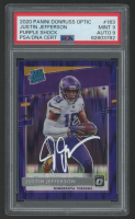 Justin Jefferson Signed 2020 Donruss Optic Purple Shock (PSA 9 | Autograph Graded 9) at PristineAuction.com