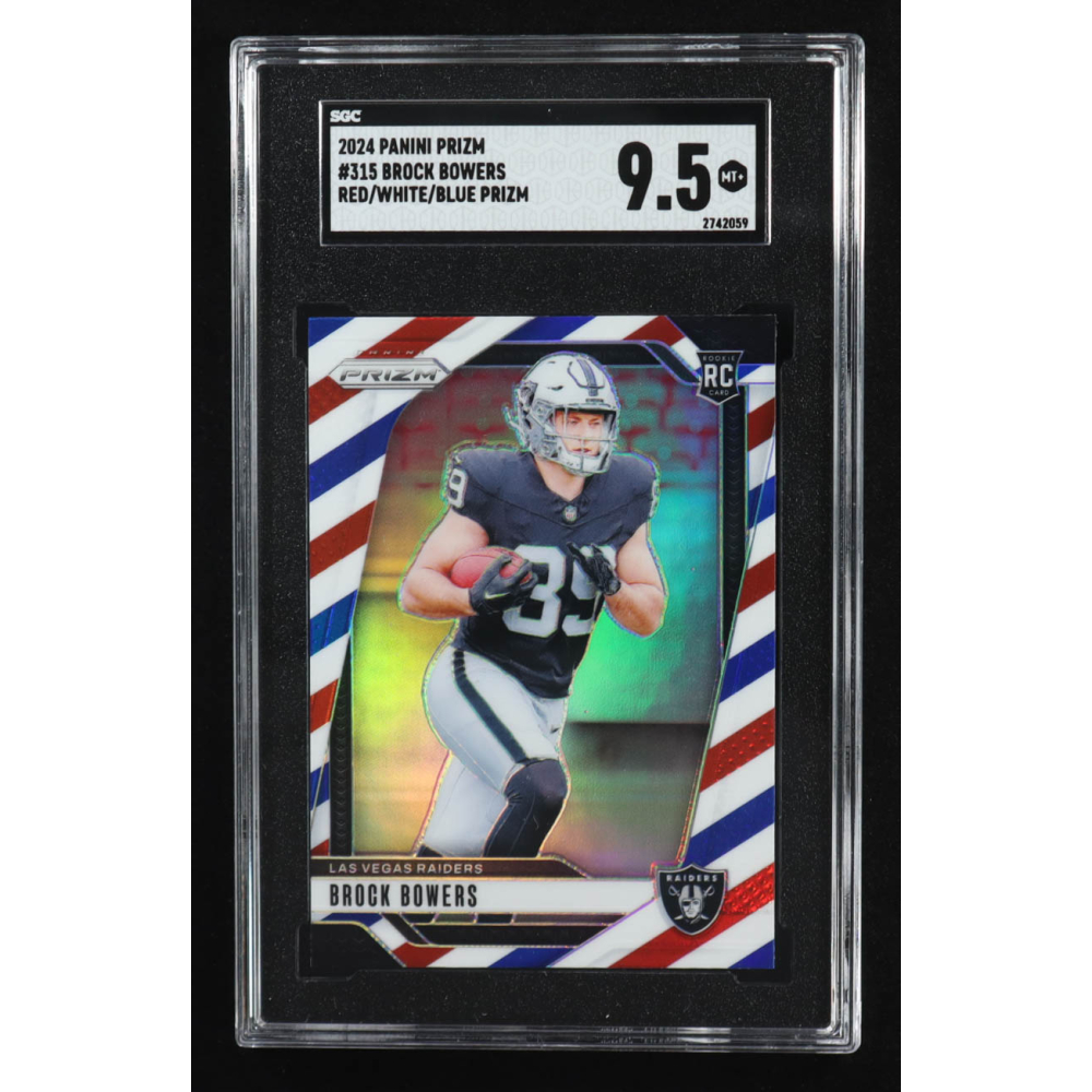 Brock Bowers 2024 Panini Prizm Prizms Red White and Blue #315 RC (SGC 9.5) at PristineAuction.com