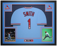 Ozzie Smith Signed Cardinals Custom Framed Nike Authentic Jersey Display (Fanatics) at PristineAuction.com