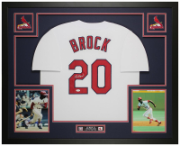 Lou Brock Signed Custom Framed Jersey Display (JSA) at PristineAuction.com