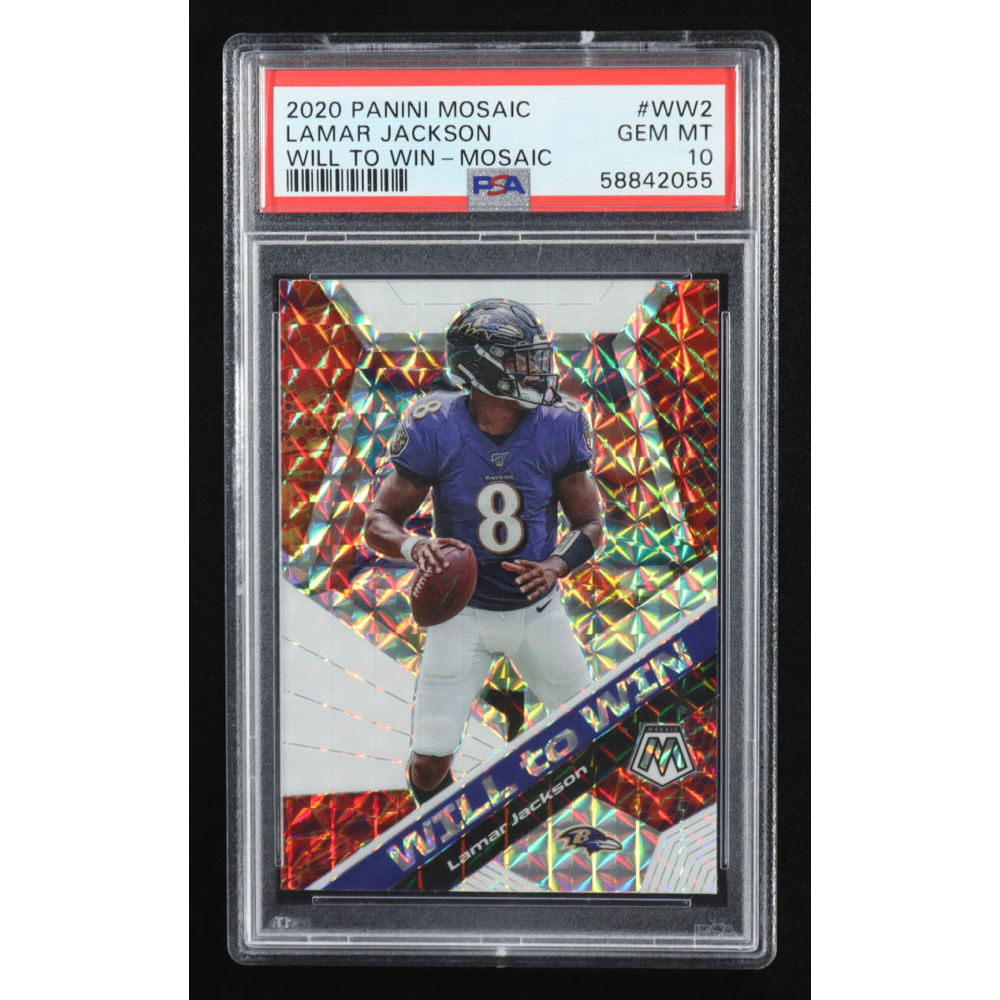 Lamar Jackson 2020 Panini Mosaic Will to Win Mosaic #2 (PSA 10) at PristineAuction.com