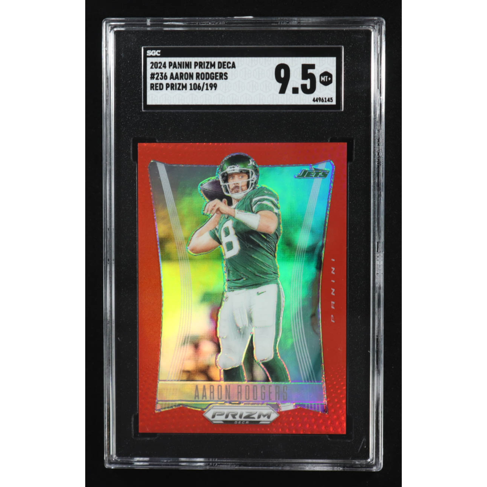 Aaron Rodgers 2024 Panini Prizm Deca Prizms Red #236 #106/199 (SGC 9.5) at PristineAuction.com