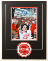 Luc Robitaille Signed Red Wings Custom Matted Photo (JSA) at PristineAuction.com