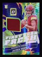 Jayden Daniels 2024 Donruss Optic First Year Fresh Jerseys Blue Hyper #17 RC at PristineAuction.com