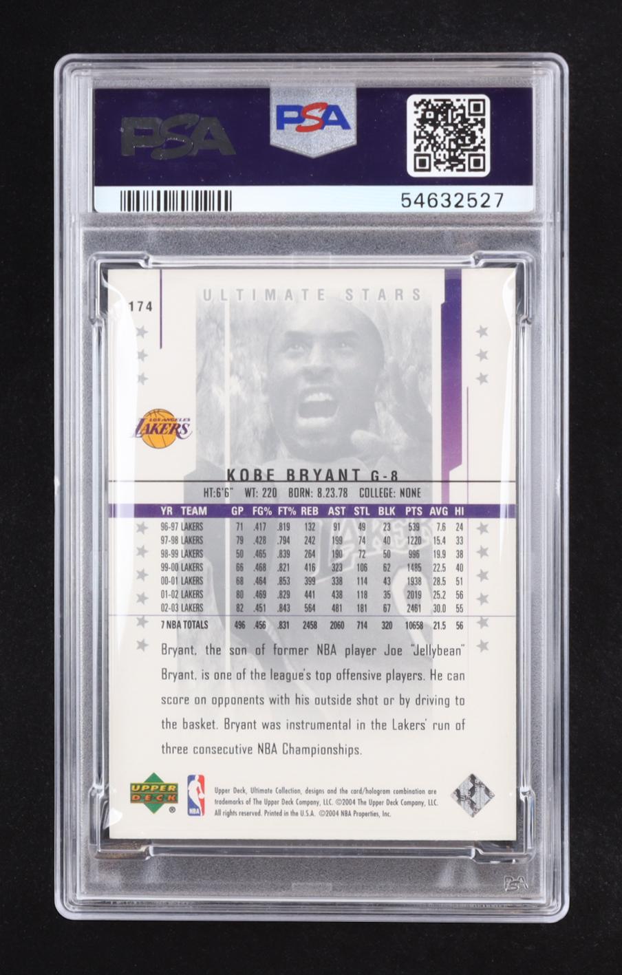 Kobe Bryant 2003 Ultimate Collection #174 #392/500 (PSA 10) at PristineAuction.com Kobe Bryant 2003 Ultimate Collection #174 #392/500 (PSA 10) at PristineAuction.com