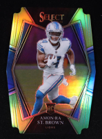 Amon-Ra St. Brown 2021 Select Prizm Green and Yellow Die Cut #173 RC at PristineAuction.com