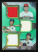 Christian Yelich / Mike Trout / Cody Bellinger 2021 Topps Triple Threads Relic Combos Emerald #RCCTBY #12/18 at PristineAuction.com