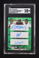CJ Stroud/Will Anderson Jr./ Xavier Hutchinson 2023 Leaf Electric Green Sparkles Tri-Graphics Autographed #MTG-17 RC #2/5 (SGC 10) at PristineAuction.com