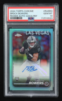 Brock Bowers 2024 Topps Chrome Rookie Autographs Aqua Refractors #RABBO RC #142/199 (PSA 10) at PristineAuction.com