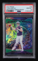 JJ McCarthy 2024 Panini Prizm Fireworks Prizms Green #18 RC (PSA 10) at PristineAuction.com