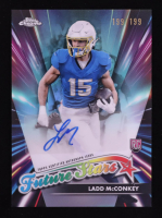 Ladd McConkey 2024 Topps Chrome Future Stars Autographs Aqua Refractors #FSALM #199/199 RC at PristineAuction.com