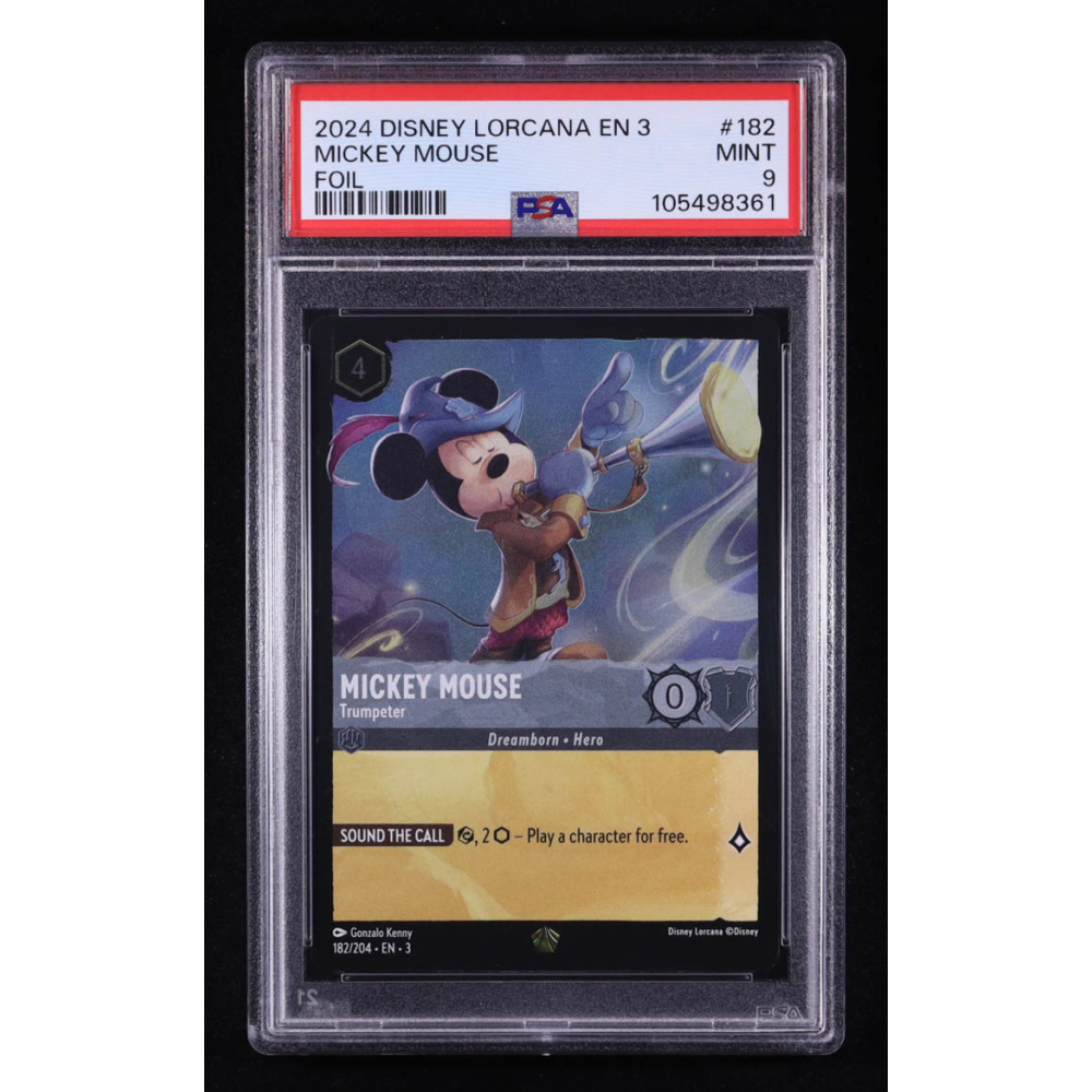 Mickey Mouse 2024 Disney Lorcana Into The Inklands #182 / Trumpeter Cold Foil (PSA 9) at PristineAuction.com