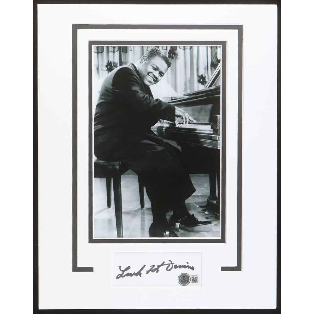 Fats Domino Signed Custom Matted Cut Display Inscribed "Luck" (Beckett) at PristineAuction.com