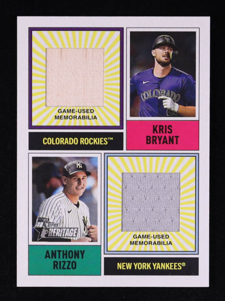 Anthony Rizzo / Kris Bryant 2025 Topps Heritage MLB Collection Dual Player Relics #DPMCRBR
