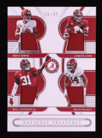 Jahmyr Gibbs / Bryce Young / Will Anderson Jr. / Brian Branch 2023 Panini National Treasures Collegiate Team Quad Materials #1 #68/99 at PristineAuction.com