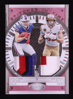 Dalton Kincaid / George Kittle 2023 Certified Stitches in Time Dual Mirror Pink Etch #16 #12/35 at PristineAuction.com