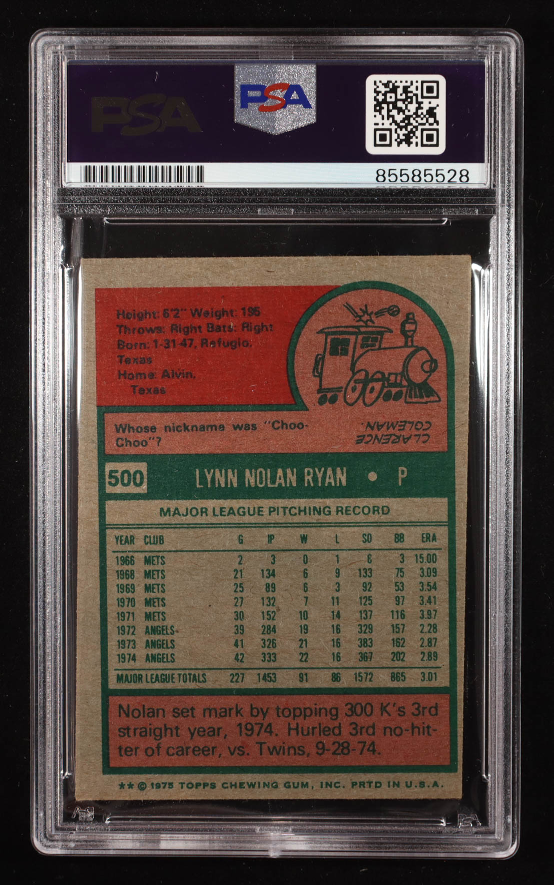 Nolan Ryan Signed 1975 Topps #500 "Ryan Express" (PSA | Auto 10) at PristineAuction.com Nolan Ryan Signed 1975 Topps #500 "Ryan Express" (PSA | Auto 10) at PristineAuction.com