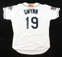 Tony Gwynn Signed Padres Russell Athletic Authentic Jersey With Retirement Patch (Beckett) at PristineAuction.com