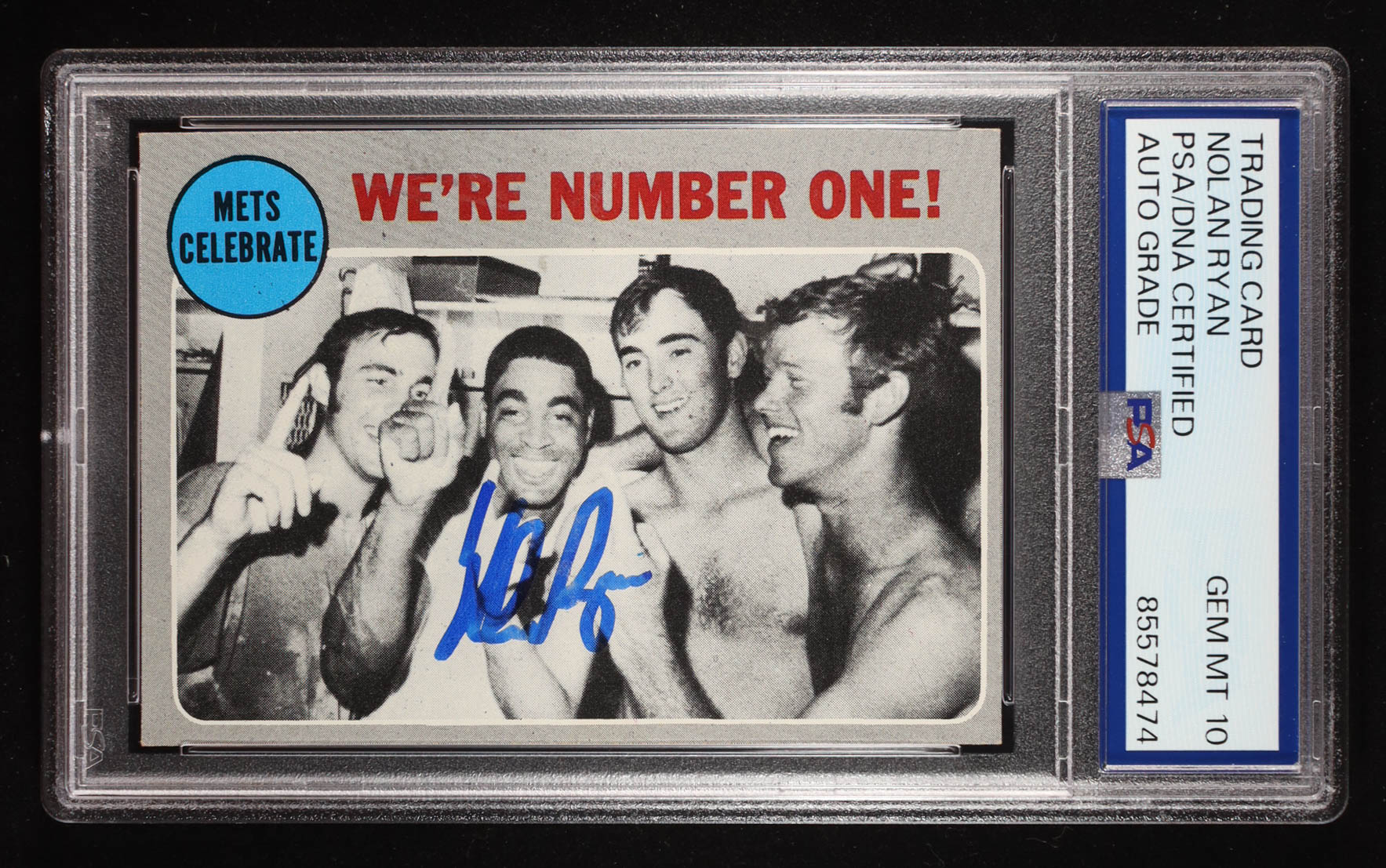 Nolan Ryan Signed 1970 Topps #198 NL Playoff Summary / Mets Celebrate w / Nolan Ryan (PSA | Auto 10) at PristineAuction.com Nolan Ryan Signed 1970 Topps #198 NL Playoff Summary / Mets Celebrate w / Nolan Ryan (PSA | Auto 10) at PristineAuction.com