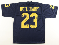 2023 National Champions Team-Signed Jersey By (11) with J.J. McCarthy, Tommy Doman, Greg Crippen, Zeke Berry (Beckett) at PristineAuction.com