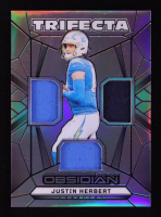Justin Herbert 2024 Panini Obsidian Trifecta Swatches Silver #18 #13/99 at PristineAuction.com