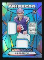 JJ McCarthy 2024 Panini Obsidian Trifecta Swatches Blue #9 RC #2/25 at PristineAuction.com