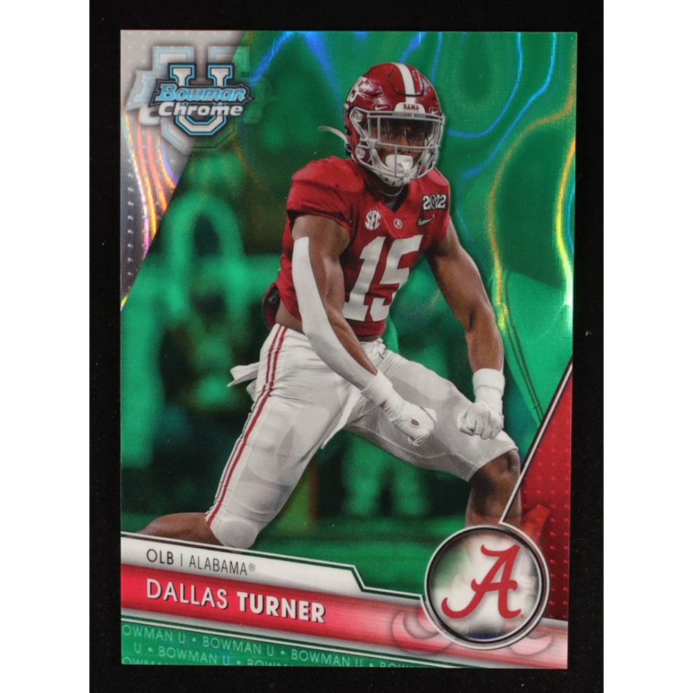 Dallas Turner 2023 Bowman Chrome University Green Lava Refractors #51 #27/99 RC at PristineAuction.com