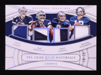 Dak Prescott / Roger Staubach / Tony Romo / Troy Aikman 2021 Panini National Treasures NFL Gear Quad Materials Holo Silver #5 #18/25 at PristineAuction.com