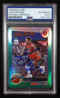 Julius Erving Signed 2019-20 Hoops Premium Stock Prizms Green #293 (PSA) at PristineAuction.com