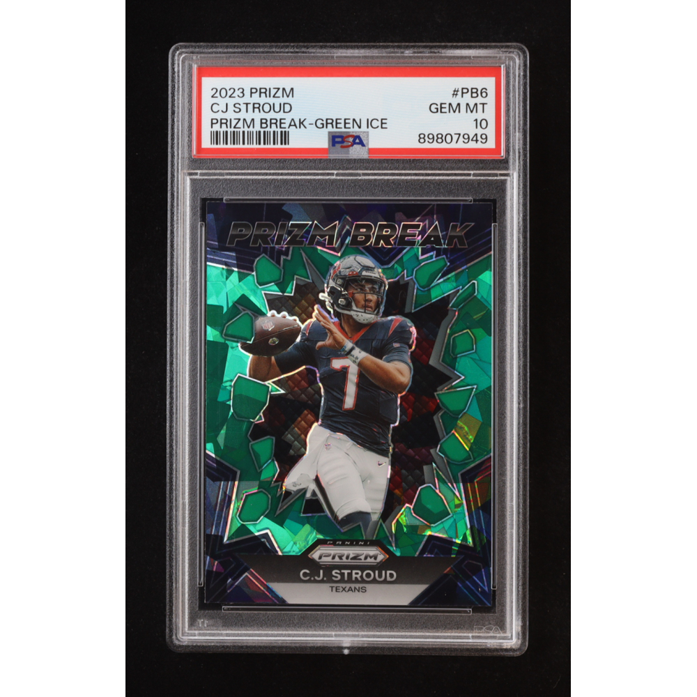 CJ Stroud 2023 Panini Prizm Prizm Break Green Ice #PB6 RC (PSA 10) at PristineAuction.com