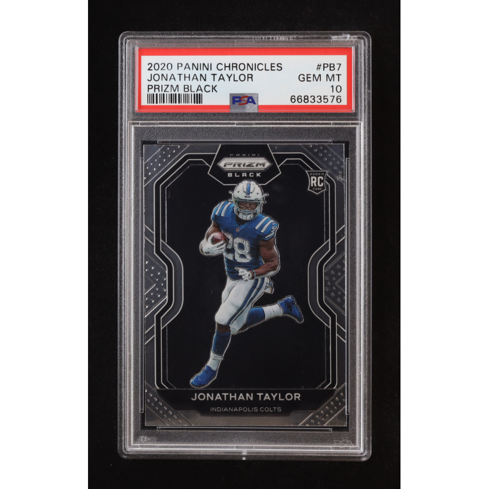 Jonathan Taylor 2020 Panini Prizm Black #7 RC (PSA 10) at PristineAuction.com