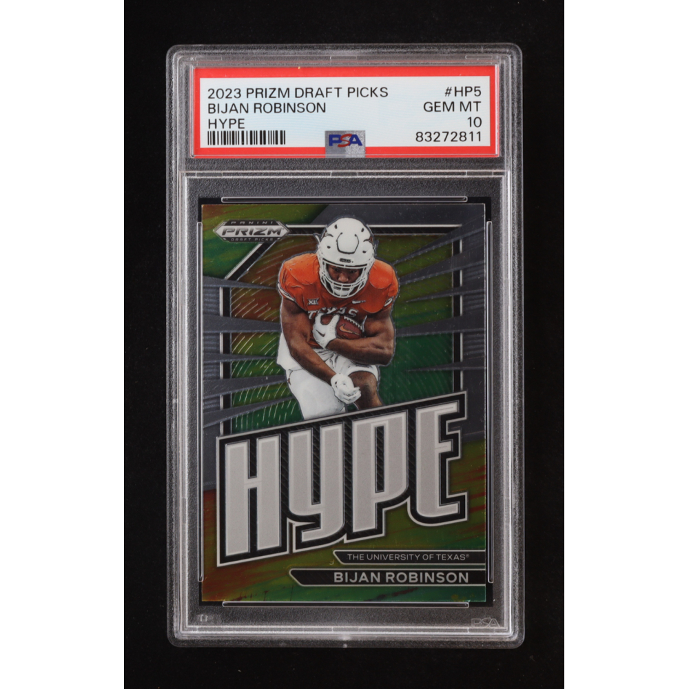 Bijan Robinson 2023 Panini Prizm Draft Picks Hype #5 RC (PSA 10) at PristineAuction.com