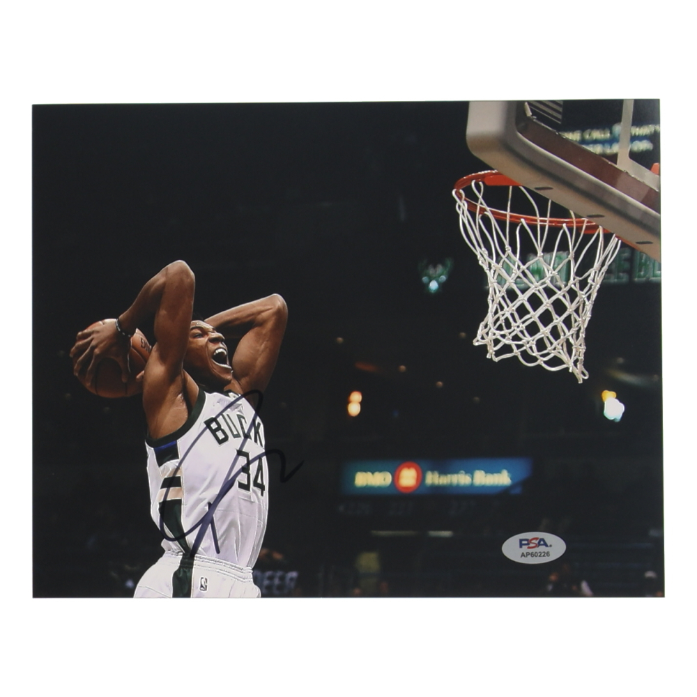 Giannis Antetokounmpo Signed Bucks 8x10 Photo (PSA) at PristineAuction.com