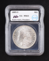 1885-O Morgan Silver Dollar - Austin Hutto Signature Label (ICG MS63) at PristineAuction.com