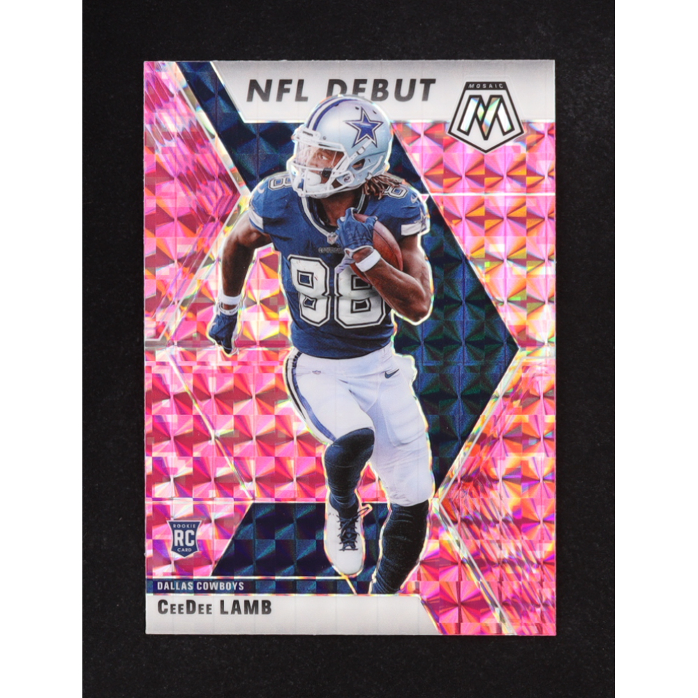 CeeDee Lamb 2020 Panini Mosaic NFL Debut Camo Pink #268 RC at PristineAuction.com