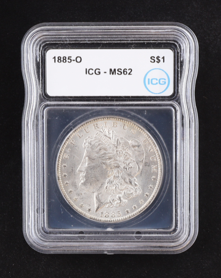 1885-O Morgan Silver Dollar (ICG MS62) at PristineAuction.com 1885-O Morgan Silver Dollar (ICG MS62) at PristineAuction.com