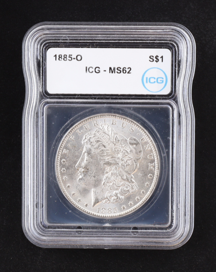 1885-O Morgan Silver Dollar (ICG MS62) at PristineAuction.com 1885-O Morgan Silver Dollar (ICG MS62) at PristineAuction.com