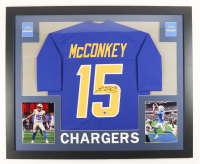 Ladd McConkey Signed Custom Framed Jersey Display (Beckett) at PristineAuction.com