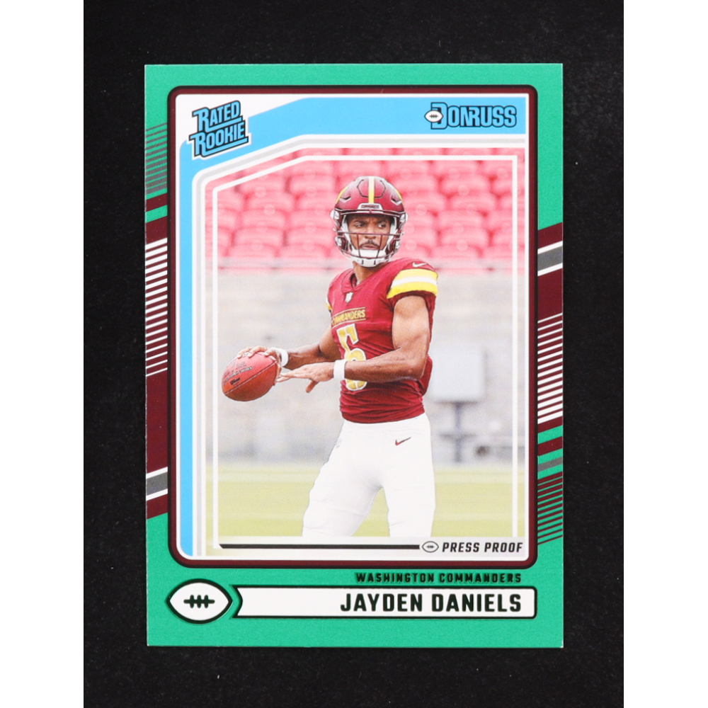 Jayden Daniels 2024 Donruss Press Proof Green #389 RC at PristineAuction.com