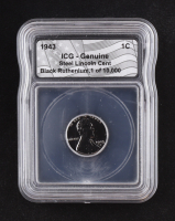 1943 Lincoln Steel Cent LE Black Ruthenium (ICG Genuine) at PristineAuction.com