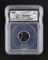 1943 Lincoln Steel Cent LE Black Ruthenium (ICG Genuine) at PristineAuction.com
