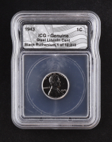 1943 Lincoln Steel Cent LE Black Ruthenium (ICG Genuine) at PristineAuction.com