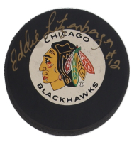 Ed Litzenberger Signed Blackhawks Logo Hockey Puck (Beckett) at PristineAuction.com