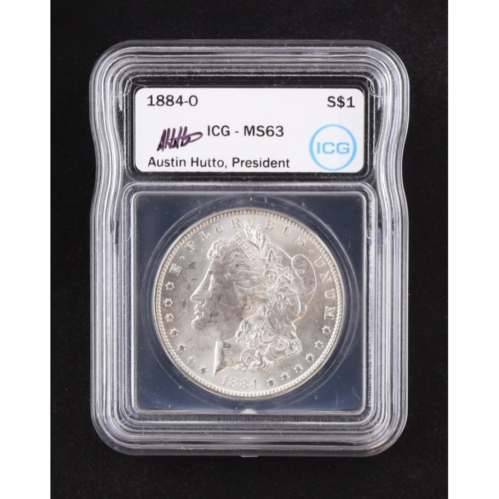 1884-O Morgan Silver Dollar - Austin Hutto Signature Label (ICG MS63) at PristineAuction.com