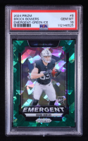 Brock Bowers 2024 Panini Prizm Emergent Prizms Green Ice #8 RC (PSA 10) at PristineAuction.com