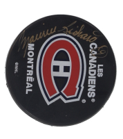 Maurice Richard Signed Canadiens Logo Hockey Puck (Beckett) at PristineAuction.com