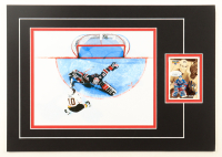 Mike Richter Signed Flames 12x17 Custom Matted 1991-92 Pinnacle The Idols Richter / Parent #384 Trading Card Display (JSA) at PristineAuction.com