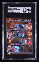Joe Montana / Kurt Warner / Brett Favre / Drew Brees 2022 Leaf Vibrance Vibrant Signatures 4 Crystals Orange #VS406 #1/1 (SGC 9 | Auto 10) at PristineAuction.com