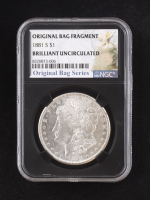 1881-S Morgan Silver Dollar - Original Bag Fragment Relic (NGC Brilliant Uncirculated) at PristineAuction.com