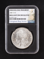1881-S Morgan Silver Dollar - Original Bag Fragment Relic (NGC Brilliant Uncirculated) at PristineAuction.com